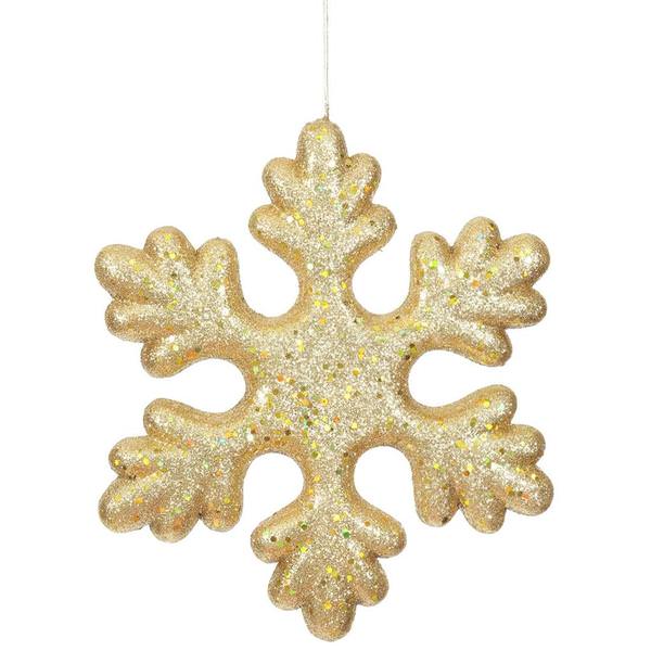 11" Gold Glitter Snowflake Outdoor Ornament