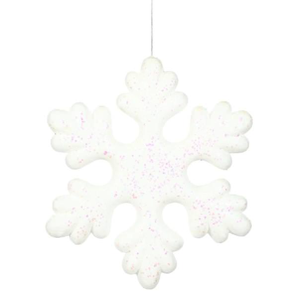 11" White Glitter Snowflake Outdoor Ornament