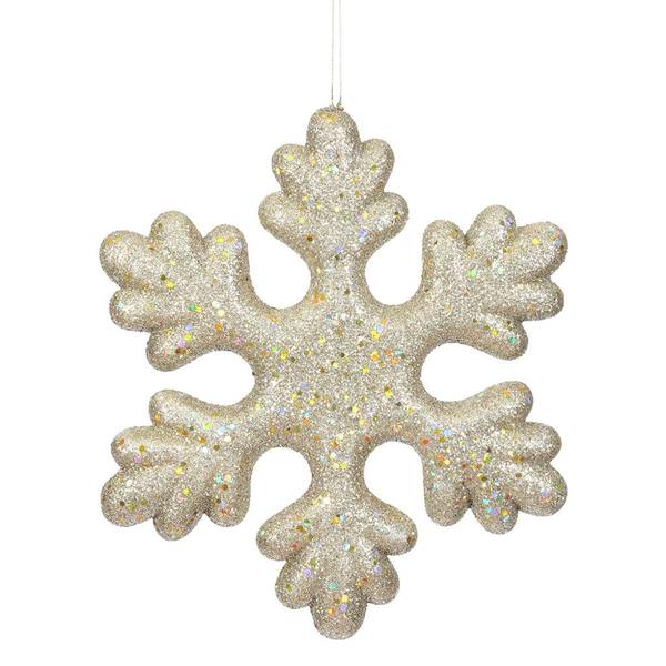 11" Champagne Glitter Snowflake Outdoor Ornament