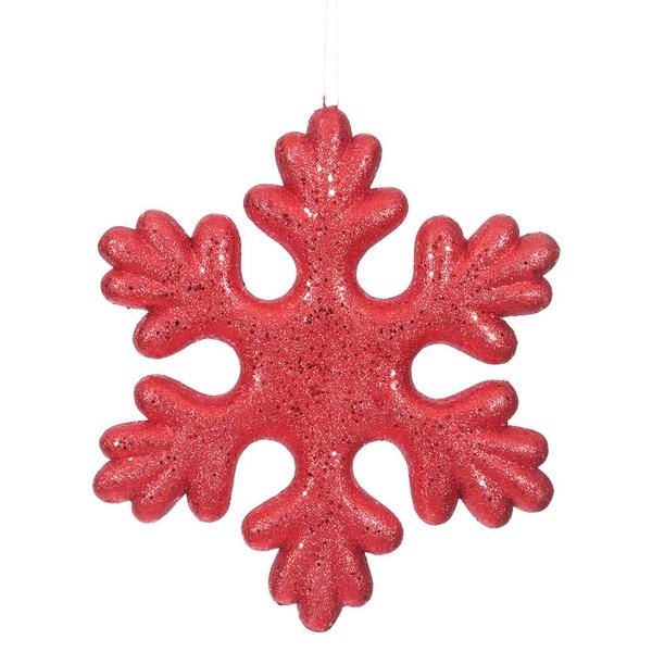 15" Red Glitter Snowflake Outdoor Ornament