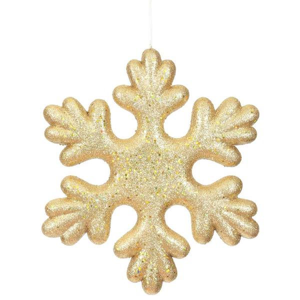15" Gold Glitter Snowflake Outdoor Ornament