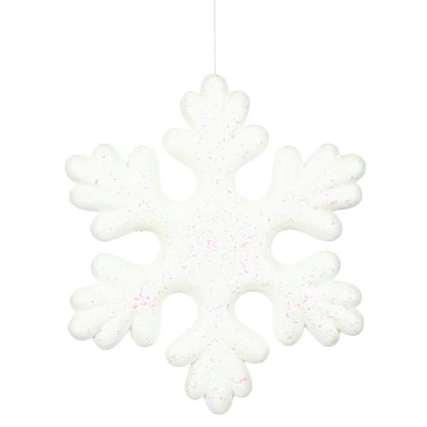 15" White Glitter Snowflake Outdoor Ornament