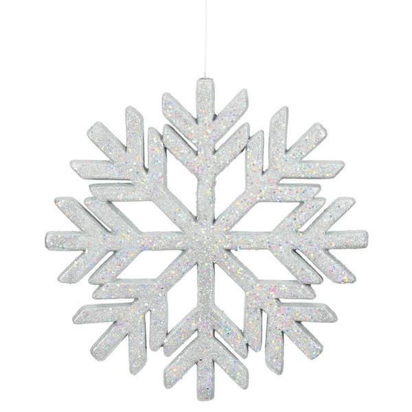18.5" Silver Glitter Snowflake Indoor/Outdoor Ornament
