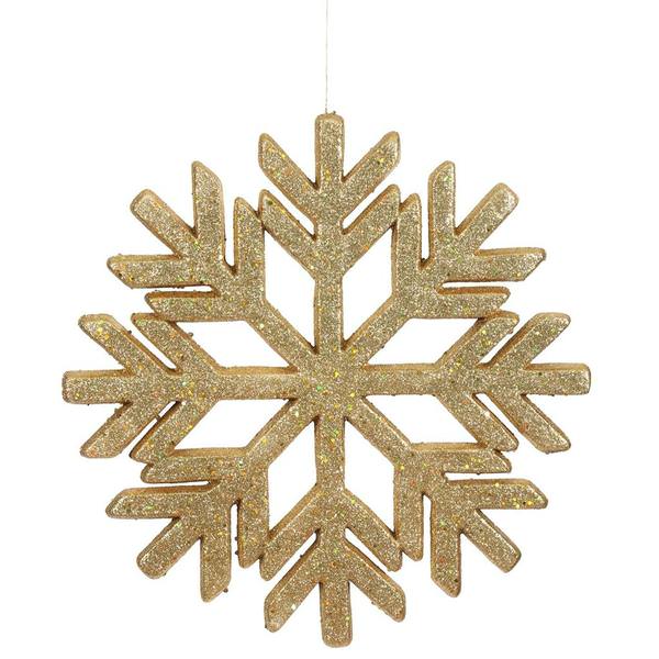 18.5" Gold Glitter Snowflake Indoor/Outdoor Ornament