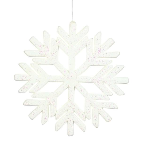 18.5" White Glitter Snowflake Indoor/Outdoor Ornament