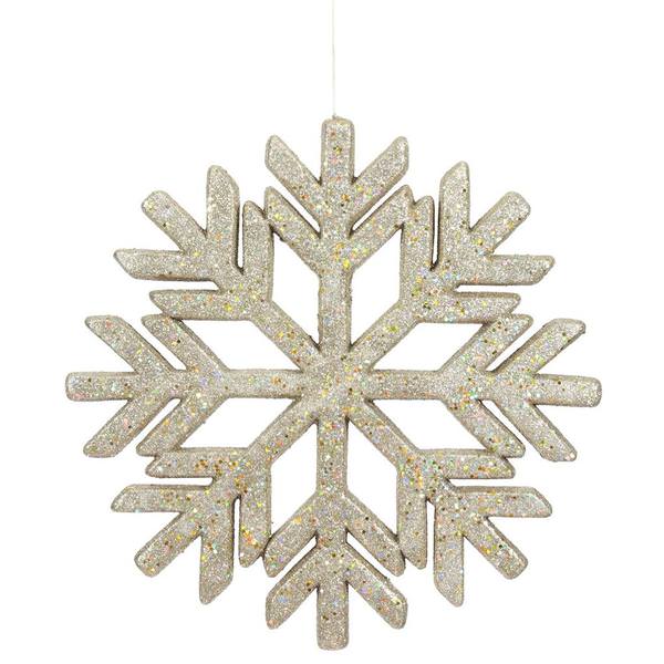 18.5" Champagne Glitter Snowflake Indoor/Outdoor Ornament