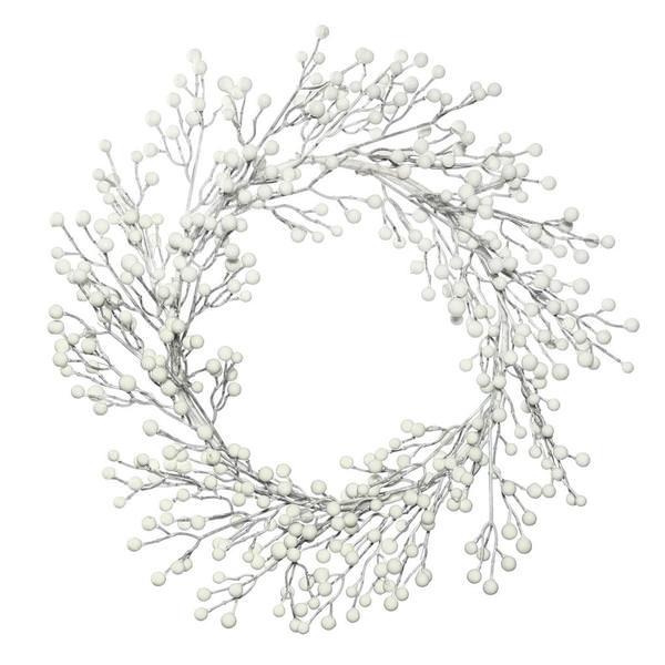 22" Artificial Indoor/Outdoor White Berry Wreath