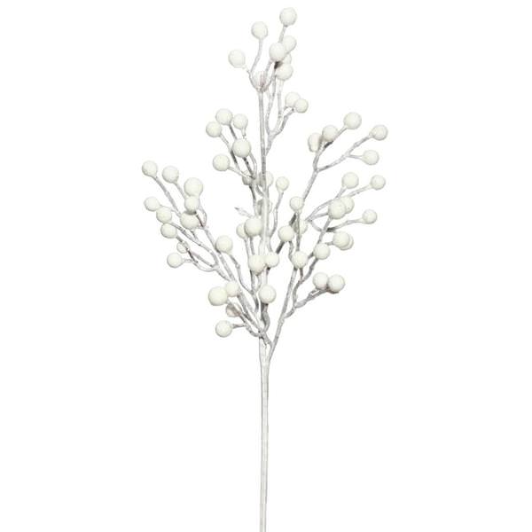 17" White Glitter Berry Spray (6 pack)