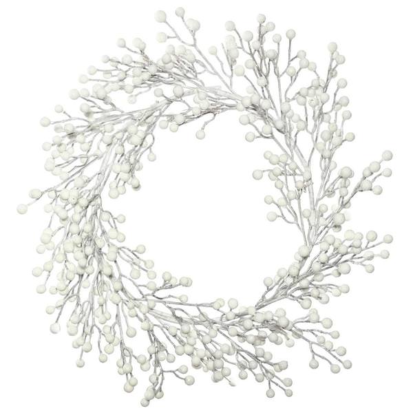 22" Artificial White Berry Glitter Wreath