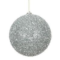 View 6" Silver Tinsel Ball Christmas Ornament (2 pack)