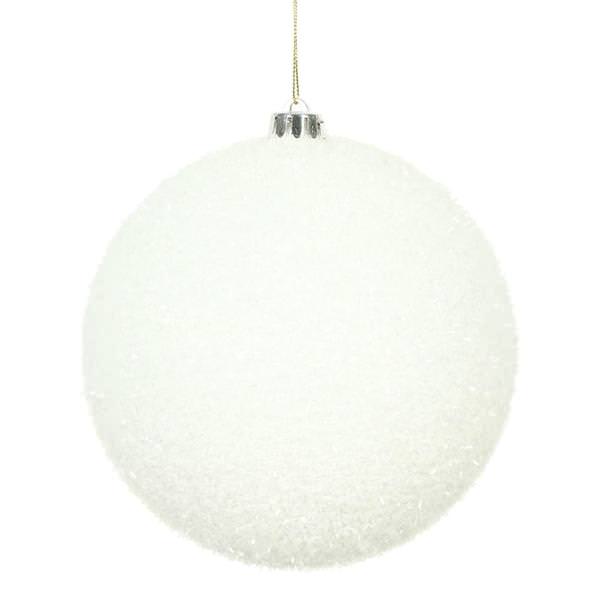 6" White Tinsel Ball Christmas Ornament (2 pack)
