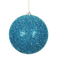 Vickerman 6" Turquoise Tinsel Ball Christmas Ornament (2 pack)