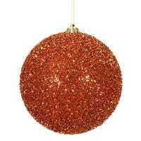 Vickerman 6" Burnished Orange Tinsel Ball Christmas Ornament (2 pack)