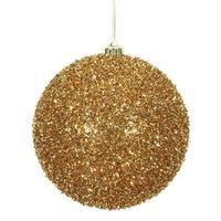 View 6" Antique Gold Tinsel Ball Christmas Ornament (2 pack)