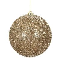 View 6" Champagne Tinsel Ball Christmas Ornament (2 pack)