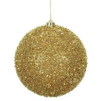 Vickerman 6" Gold Tinsel Ball Christmas Ornament (2 pack)