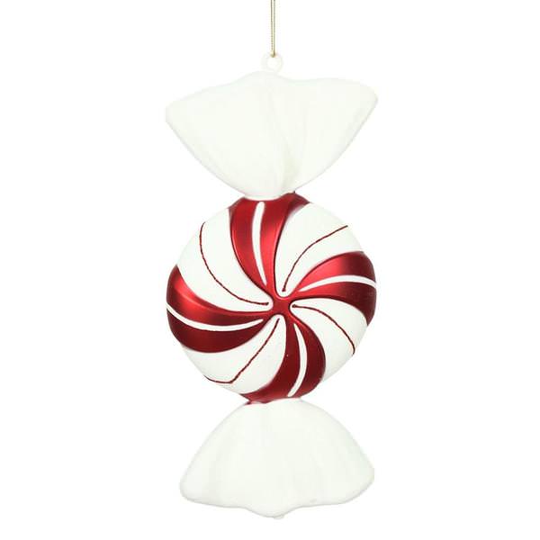 12" Red-White Round Swirl Candy Ornament (2 Pack)