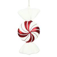 Vickerman 12" Red-White Round Swirl Candy Ornament (2 Pack)