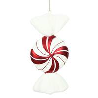 View 12" Red-White Round Swirl Candy Ornament (2 Pack)