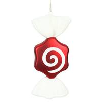 Vickerman 12" Red-White Hexagon Swirl Candy Ornament (2 Pack)