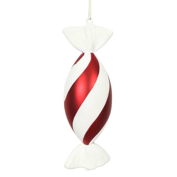 12" Red-White Swirl Drop Candy Ornament (2 Pack)