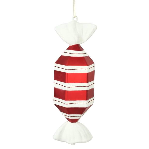 12" Red-White Hexagon Drop Candy Ornament (2 Pack)