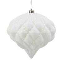 Vickerman 5.7" White Flat Matte Glitter Diamond Ornament