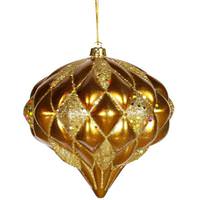 View 5.7" Antique Gold Matte Glitter Diamond Ornament