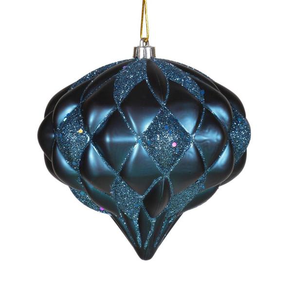 5.7" Sea Blue Matte Glitter Diamond Ornament