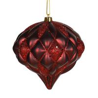 Vickerman 5.7" Burgundy Flat Matte Glitter Diamond Onion Ornament