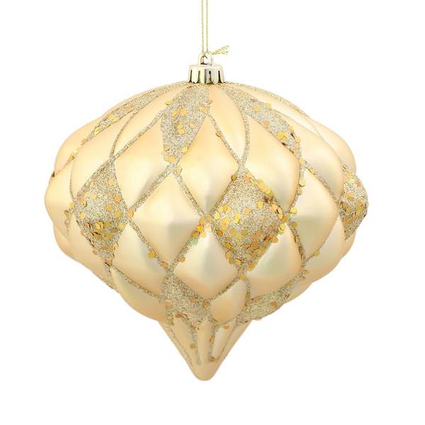 5.7" Gold Flat Matte Glitter Diamond Ornament
