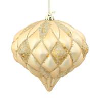 Vickerman 5.7" Gold Flat Matte Glitter Diamond Ornament