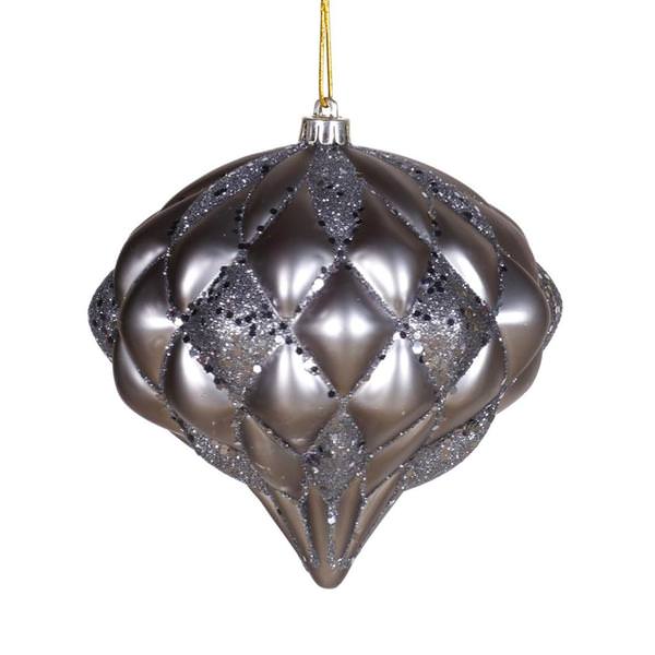 5.7" Pewter Flat Matte Glitter Diamond Ornament
