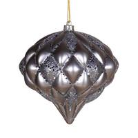 Vickerman 5.7" Pewter Flat Matte Glitter Diamond Ornament