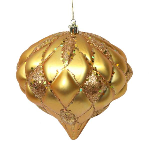 5.7" Copper Matte Glitter Diamond Ornament