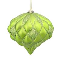 View 5.7" Lime Flat Matte Glitter Diamond Ornament