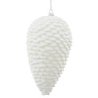 Vickerman 7" White Matte Glitter Pinecone Ornament