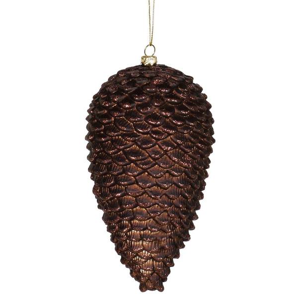 7" Chocolate Matte Glitter Pinecone Ornament
