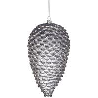 Vickerman 7" Pewter Matte Glitter Pinecone Ornament