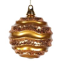 Vickerman 6'' Antique Gold Candy Glitter Wave Ball Ornament