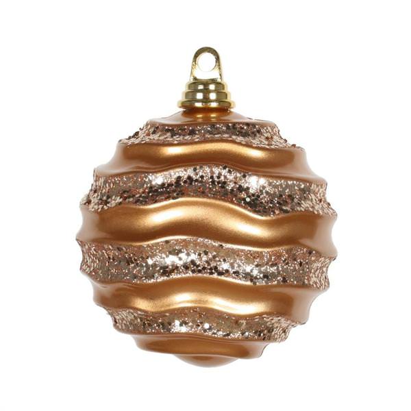 6'' Rose Gold Candy Glitter Wave Ball Ornament