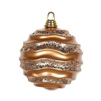 Vickerman 6'' Rose Gold Candy Glitter Wave Ball Ornament