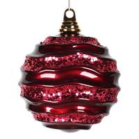 View 6'' Burgundy Candy Glitter Wave Ornament