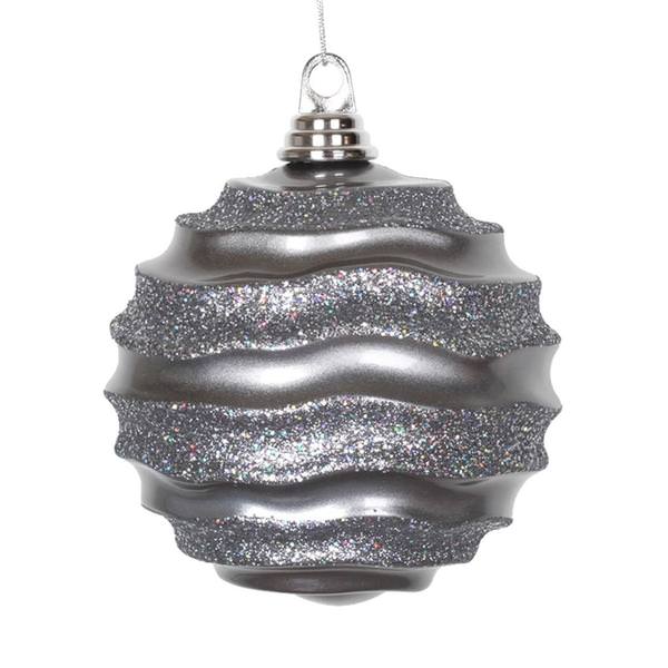 6'' Pewter Candy Glitter Wave Ornament
