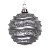 Vickerman 6'' Pewter Candy Glitter Wave Ornament