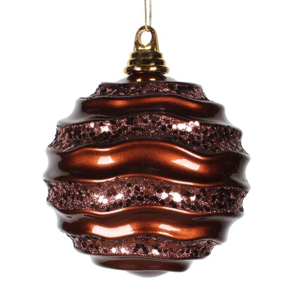 6'' Chocolate Candy Glitter Wave Ball Ornament