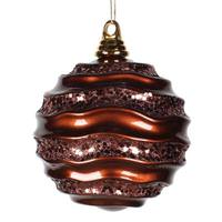 View 6'' Chocolate Candy Glitter Wave Ball Ornament