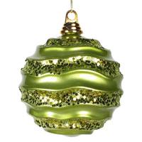 Vickerman 6'' Lime Candy Glitter Wave Ornament