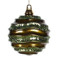 View 6'' Olive Candy Glitter Wave Ball Ornament