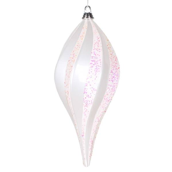 8'' White Candy Glitter Swirl Drop Ornament